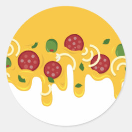 Lustige Retro-triefende Pizza-Käse-Keto-Party Runder Aufkleber