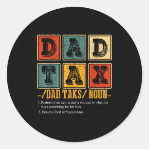 Lustige Retro-Vater-Steuerdefinition Daddy Papa Hu Runder Aufkleber