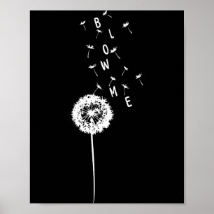 Lustige Retro Vintage-Blume Löwenzahn blas mich Zi Poster
