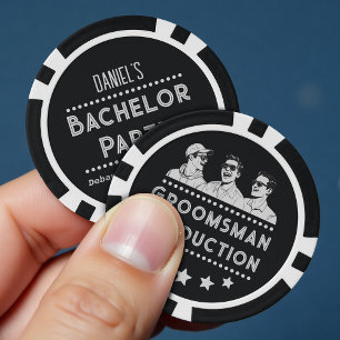 Lustige Retro-Vintage-Junggesellenabschied in Schw Pokerchips