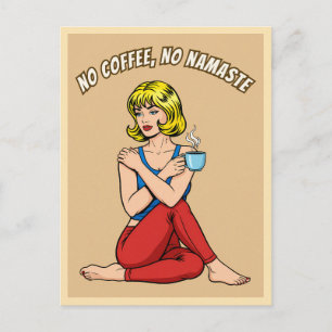 Lustige Retro Vintage Kaffee Yoga Humor Pop Art  Postkarte