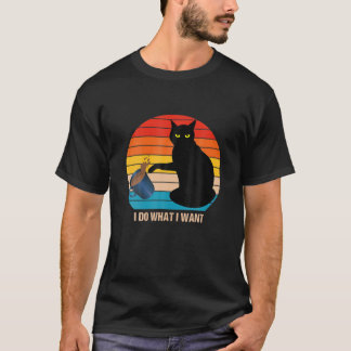 Lustige Retro Vintage Katze Tu Was Ich Will Katze T-Shirt