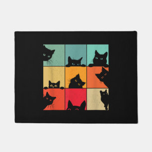 Lustige Retro Vintage neugierige schwarze Katze fü Fußmatte