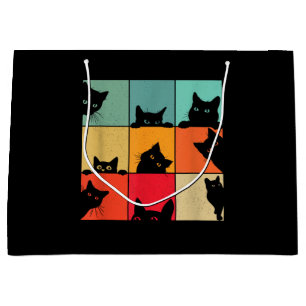 Lustige Retro Vintage neugierige schwarze Katze fü Große Geschenktüte