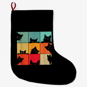 Lustige Retro Vintage neugierige schwarze Katze fü Großer Weihnachtsstrumpf