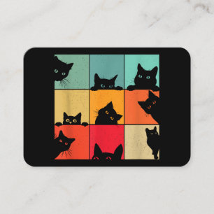 Lustige Retro Vintage neugierige schwarze Katze fü Visitenkarte