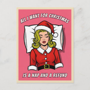Lustige Retro-Vintage-Pop-Art-Weihnachtshumor Postkarte