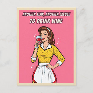 Lustige Retro-Vintage-Wein-Humor Rosa Pop-Art Postkarte