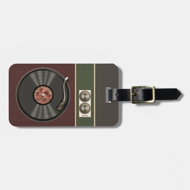 Lustige Retro Vinylaufzeichnung Gepäckanhänger (Vorderseite horizontal)