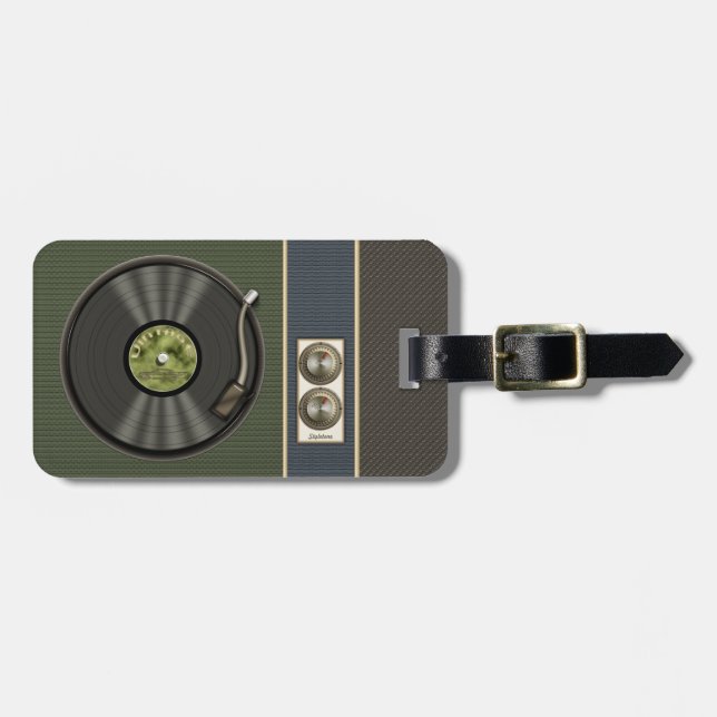 Lustige Retro Vinylaufzeichnung Gepäckanhänger (Vorderseite horizontal)
