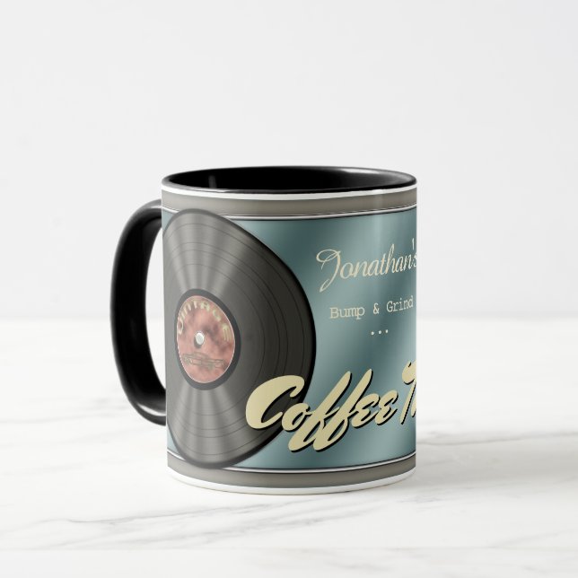 Lustige Retro Vinylaufzeichnung Tasse (Vorderseite Links)