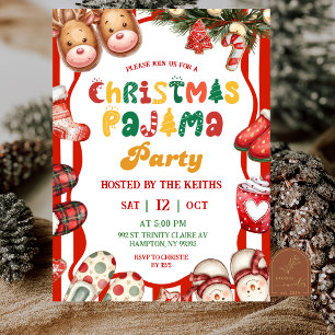 Lustige Retro-Weihnachts-Pyjama-Party Einladung