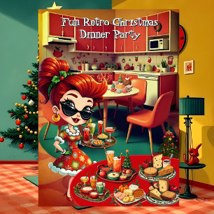 Lustige Retro-Weihnachtsfeier 1950er Jahre Einladung