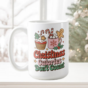 Lustige Retro-Weihnachtskalorien zählen nicht Kaffeetasse