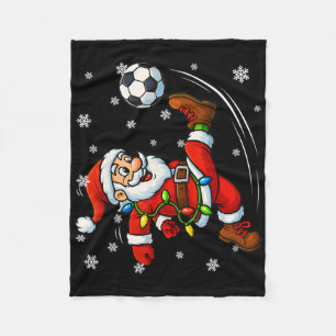 Lustige Retro-Weihnachtsmann spielt Fußball-Pyjama Fleecedecke