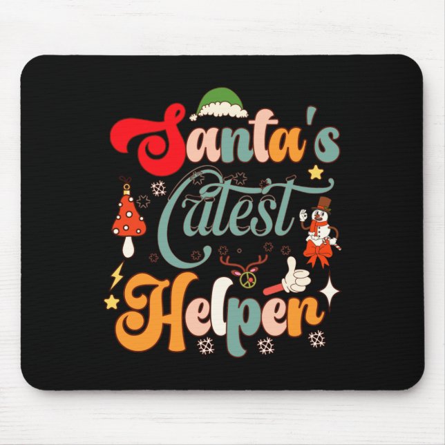 Lustige Retro-Weihnachtsmänner süßester Helfer  Mousepad (Vorne)