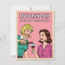 Lustige Retro-Wein-Humor-Beste-Freundin-Pop-Art-Ka