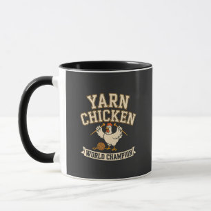 Lustige Retro-Yarn-Chicken-Champion-Cafetasse Tasse
