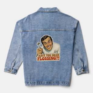 Lustige Retro-Zahnärztin Hast du Zahnseide benutzt Jeansjacke