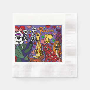 Lustige Rettungs-Hunde-und Katzen-Liebe abstrakt Serviette