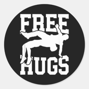 Lustige Ringerumarmungen für Ringer MMA-Trainer Runder Aufkleber