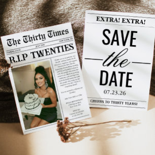 Lustige RIP Twenties-Zeitung 30. Geburtstag Einladung