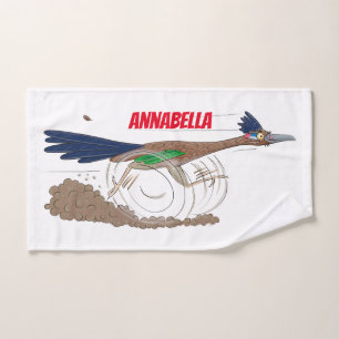 Lustige Roadrunner-Vogel-Cartoon-Illustration Badhandtuch Set