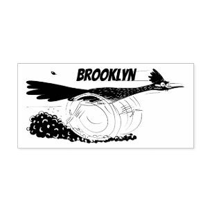 Lustige Roadrunner-Vogel-Cartoon-Illustration Gummistempel