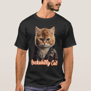 Lustige Rockabilly-Katze Rock n Roll Musik Retro V T-Shirt