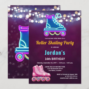 Lustige Roller Skating Geburtstagsfeier Einladung