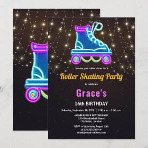 Lustige Roller Skating Geburtstagsfeier Einladung