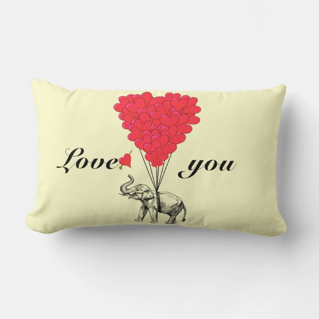 Lustige romantische Elefant Valentinsgrüße Lendenkissen (Vorderseite)