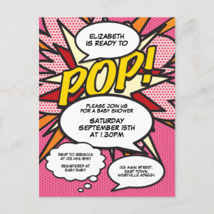 Lustige rosa Babyshowersprinkle Comic-Photo-Buch Einladungspostkarte