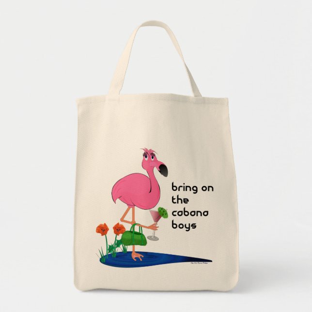 Lustige rosa Flamingo-Tasche Tragetasche (Vorne)