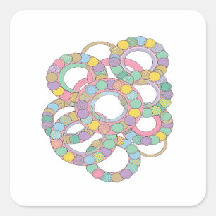 Lustige rosa PASTELLKREISE Vinyl-Optik Quadratischer Aufkleber