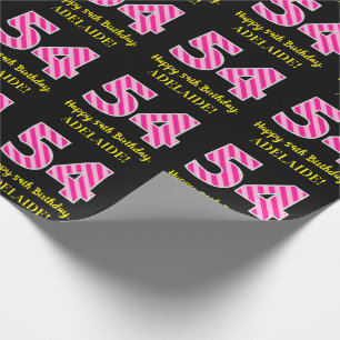 Lustige rosa Streifen "54"; Alles Gute zum 54. Geb Geschenkpapier