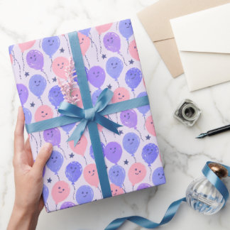 Lustige rosa und violette Spielballons Geschenkpapier