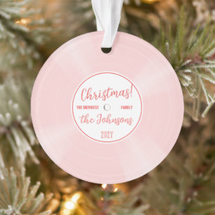 Lustige rosa Vinyl-Schallplatte Musik Weihnachten Ornament
