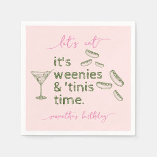 Lustige rosa Würstchen und Tinis Martini-Geburtsta Serviette