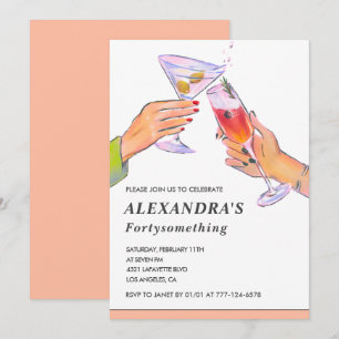 Lustige Rose Gold Cocktail Champagner 43. Geburtst Einladung
