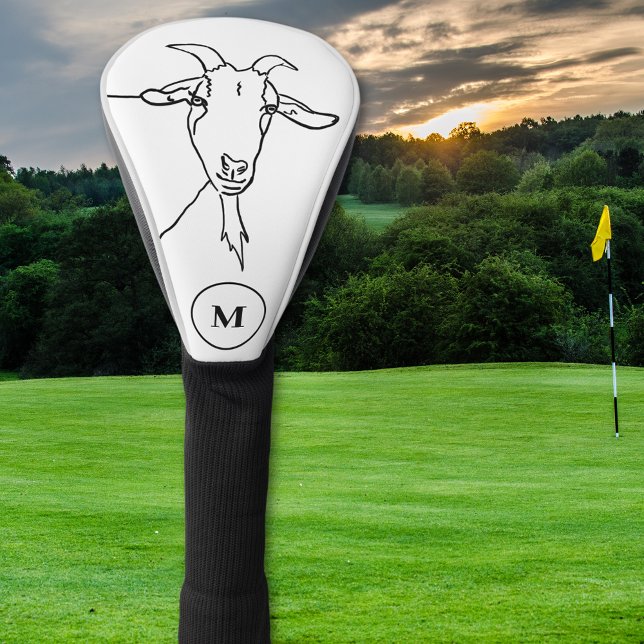 lustige Rot-Weiß-Monogramm Golf Headcover (Funny goat black and white monogram custom gold head cover with simple line art farm goat animal art)