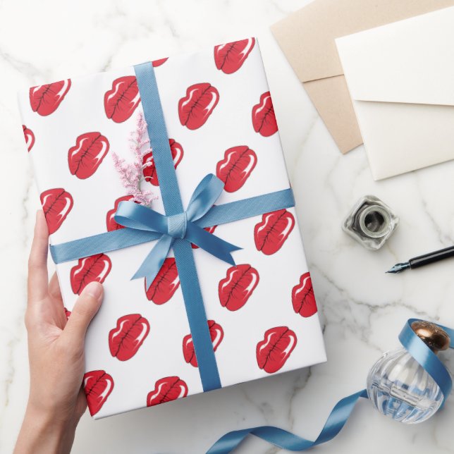 Lustige rote Lippen  Geschenkpapier (Schenken)
