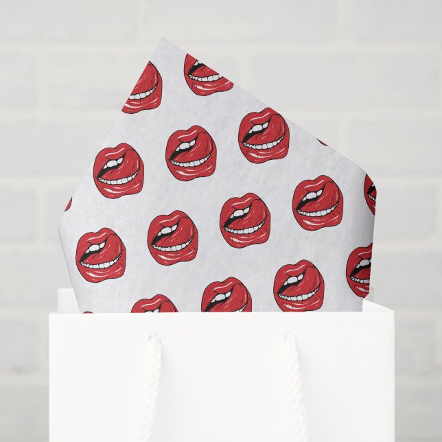 Lustige rote Lippen  Seidenpapier (Geschenktüte)
