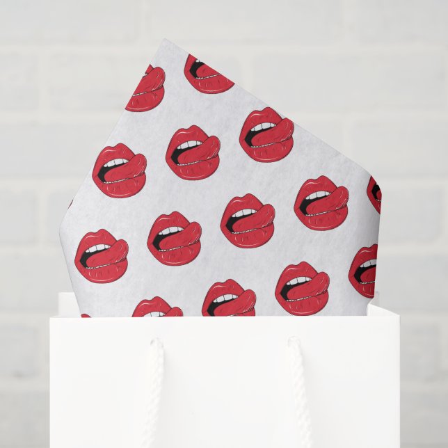 Lustige rote Lippen  Seidenpapier (Geschenktüte)
