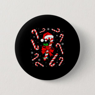 Lustige rote und weiße Candy Cane Weihnachtsbeleuc Button