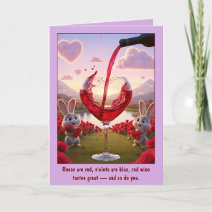 Lustige rote Wein Valentinstagskarte Karte