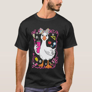 Lustige Rückkehr zur Schule Gans mit Schleife und T-Shirt