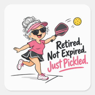 Lustige Ruhestands-Pickleball-Servietten Quadratischer Aufkleber