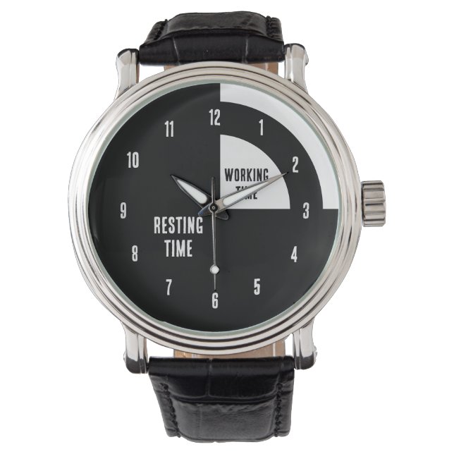 Lustige Ruhezeit / Arbeitszeit Armbanduhr (Vorderseite)