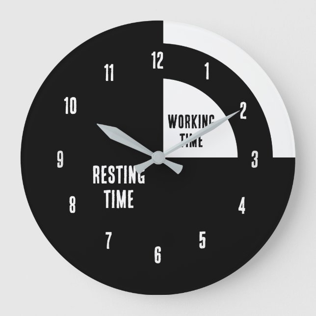 Lustige Ruhezeit / Arbeitszeit Große Wanduhr (Vorderseite)